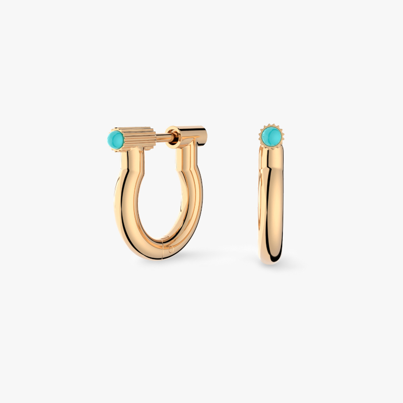 Orecchini cerchio in oro 18k con pietra turchese
