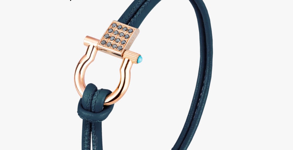 Bracciale nautico Lattitude Oro Rosa 18K diamanti neri BR21BL401